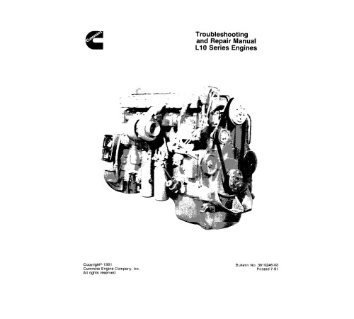Cummins L10 Series Diesel Engines set of Service Manuals (cummins-L10) Cummins L10 Series Diesel Engines set of Service Manuals (cummins-L10)