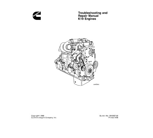 Cummins KT19, KTA19 and KTTA19 (K19 series) Diesel Engines Diagnostic and Repair Manual (cummins-K19)
