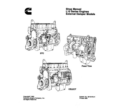 Cummins L10 Series Diesel Engines set of Service Manuals (cummins-L10) Cummins L10 Series Diesel Engines set of Service Manuals (cummins-L10)