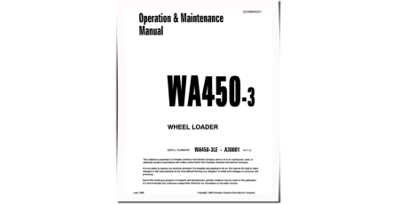 WA450-3-L (SN from A30001) 4WD Wheeled Loaders (Japan) Operate and Maintenance manual (CEAD000201)