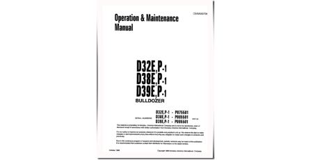 D32E-1, D32P-1, D38E-1, D38P-1, D39E-1 and D39P-1 Crawler Dozers (USA) Operate and Maintenance manual (CEAD000700)