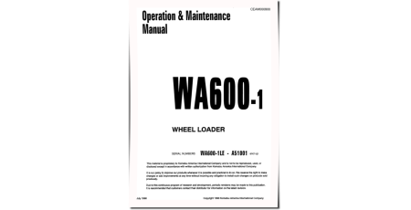 WA600-1-LE (SN from A51001) 4WD Wheeled Loaders (USA) Operate and Maintenance manual (CEAD000800)