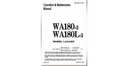 WA180-3-L and WA180L-3 4WD Wheeled Loaders (Japan) Operate and Maintenance manual (CEAD001301)
