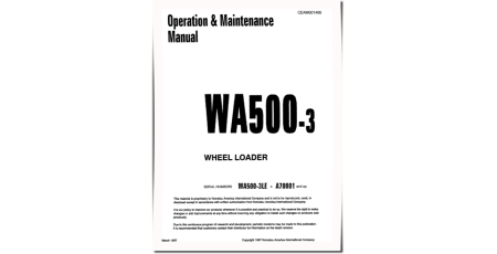 WA500-3-L (SN from A70001) 4WD Wheeled Loaders (Japan) Operate and Maintenance manual (CEAM001400)