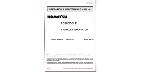 PC200Z-6-LE (SN from A83001) Crawler Excavators (USA) Operate and Maintenance manual (CEAD001800)