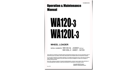 WA120-3 and WA120L-3 4WD Wheeled Loaders (Japan) Operate and Maintenance manual (CEAD002302)