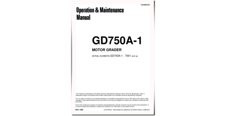 GD750A-1 (SN from 7001) Motor Graders (USA) Operate and Maintenance manual (CEAD002402)