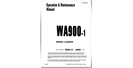WA900-1-LC (SN from A20008) 4WD Wheeled Loaders (USA) Operate and Maintenance manual (CEAD002600)