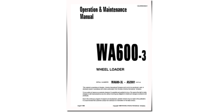WA600-3-L (SN from A52001) 4WD Wheeled Loaders (USA) Operate and Maintenance manual (CEAD003001)