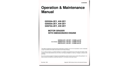 GD530A(W)-2-EY, GD650A(W)-2-EY, GD670A(W)-2-EY Motor Graders Operate and Maintenance manual (CEAD003900)