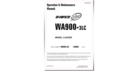 WA900-3-LC (SN from A50001) 4WD Wheeled Loaders (USA) Operate and Maintenance manual (CEAD004002)