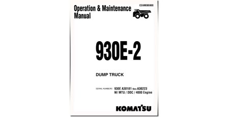 930E-2 (SN: A30181-30223) Electric Dump Trucks w.MTU/DDC 4000 engines (USA) Operate and Maintenance manual (CEAD006900)
