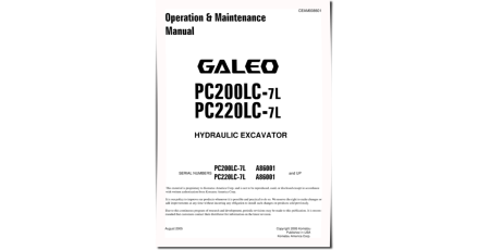 PC200LC-7-L and PC220LC-7-L (SN from A86001) Crawler Excavators (USA) Operate and Maintenance manual (CEAD008601)