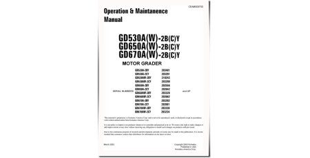 GD530A(W)-2-BY/CY, GD650A(W)-2-BY/CY, GD670A(W)-2-BY/CY Motor Graders (USA) Operate and Maintenance manual (CEAD009700)