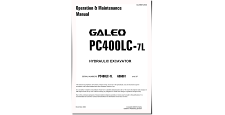 PC400LC-7L (SN from A86001) Crawler Excavators (USA) Operate and Maintenance manual (CEAD012900)