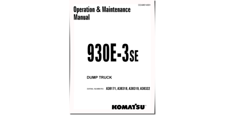 930E-3-SE (SN: A30171; A30318-30319; A30322) Electric Dump Trucks (USA) Operate and Maintenance manual (CEAD014001)