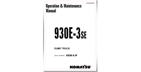 930E-3-SE (SN from A30366) Electric Dump Trucks (USA) Operate and Maintenance manual (CEAD016000)