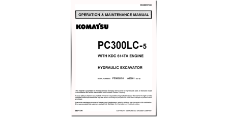 PC300LC-5 (SN from A30001) Crawler Excavators (USA) Operate and Maintenance manual (CEAD207040)