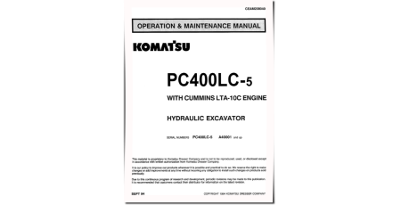 PC400LC-5 (SN from A40001) Crawler Excavators (USA) Operate and Maintenance manual (CEAD208040)