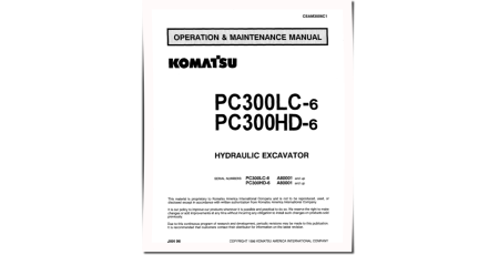 PC300HD-6 and PC300LC-6 (SN: A80001-83000) Crawler Excavators (USA) Operate and Maintenance manual (CEAD3006C1)