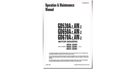 GD530A(W)-2-A/B/C, GD650A(W)-2-A/B/CY, GD670A(W)-2-A/B/CY Motor Graders (USA) Operate & Maintenance manual (CEADG65040)