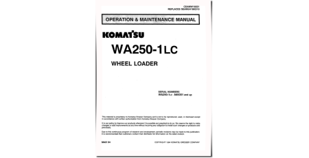 WA250-1-LC (SN from A65001) 4WD Wheeled Loaders (Japan) Operate and Maintenance manual (CEADW18021)