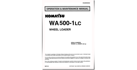WA500-1-LC (SN from A60001) 4WD Wheeled Loaders (Japan) Operate and Maintenance manual (CEAMW25050)