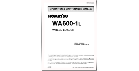 WA600-1-L (SN from A10391) 4WD Wheeled Loaders (USA) Operate and Maintenance manual (CEADW26010)