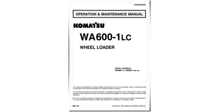 WA600-1-LC (SN from A50001) 4WD Wheeled Loaders (USA) Operate and Maintenance manual (CEADW26030)