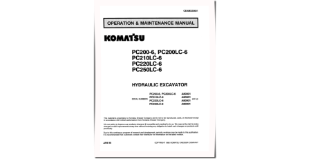 PC200-6,PC200LC-6,PC210LC-6,PC220LC-6,PC250LC-6 (SN:A80001-82000) Crawler Excavators Operate & Maintenance manual (CEADX20601)