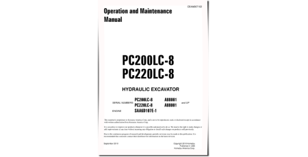 PC200LC-8 and PC220LC-8 (SN: A88001-90300) Crawler Excavators (USA) Operate and Maintenance manual (CEAM007102)