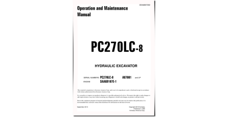 PC270LC-8 (SN from A87001) Crawler Excavators (USA) Operate and Maintenance manual (CEAM007202)