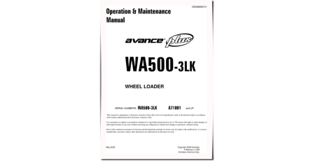 WA500-3-LK (SN from A71001) 4WD Wheeled Loaders (Japan) Operate and Maintenance manual (CEAM008101)