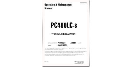 PC400LC-8 (SN from A88001) Crawler Excavators (USA) Operate and Maintenance manual (CEAM009902)