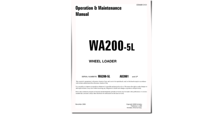 WA200-5-L (SN from A82001) 4WD Wheeled Loaders (Japan) Operate and Maintenance manual (CEAM013101)