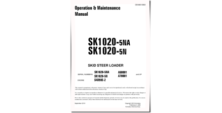 SK1020-5-NA (SN from A60001) Skid Steer Loaders (USA) Operate and Maintenance manual (CEAM013902)