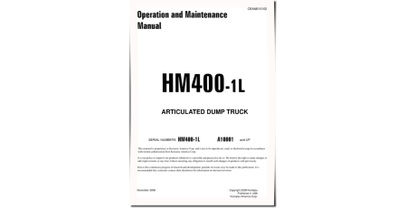 HM400-1-L (SN from A10001) Articulated Dump Trucks (USA) Operate and Maintenance manual (CEAM015102)