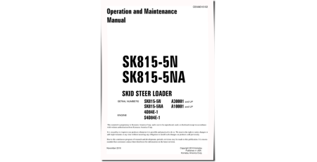 SK815-5N (SN:A30001-), SK815-5NA (SN:A10001-) Skid Steer Loaders (USA) Operate and Maintenance manual (CEAM016102)