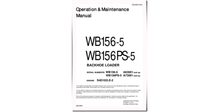 WB156-5 and WB156PS-5 Backhoe Loaders (USA) Operate and Maintenance manual (CEAM016704)