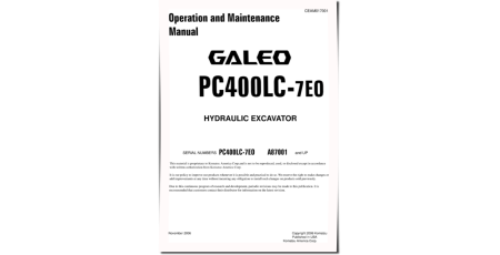 PC400LC-7 (SN from A87001) Crawler Excavators (USA) Operate and Maintenance manual (CEAM017001D)