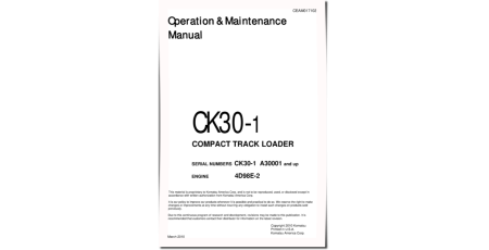 CK30-1 (SN from A30001) Compact Track Loaders with 4D98E-2 engines (USA) Operate and Maintenance manual (CEAM017102)