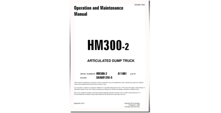 HM300-2 (SN from A11001) Articulated Dump Trucks with SAA6D125E-5 Engines (USA) Operate and Maintenance manual (CEAM017504)