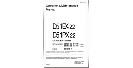 D51EX-22 and D51PX-22 (SN from B10001) Crawler Dozers (Brazilia) Operate and Maintenance manual (CEAM018708)