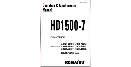 HD1500-7 (SN: A30001-30084) Rigid Dump Trucks with SDA12V160 Engines (USA) Operate and Maintenance manual (CEAM019207)