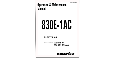 830E-1-AC (SN from A30113) Electric Dump Trucks with 2000HP engines (USA) Operate and Maintenance manual (CEAM019302)