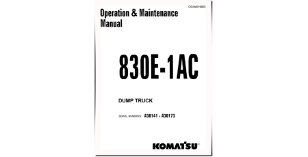 830E-1-AC (SN: A30141-30173) Electric Dump Trucks (USA) Operate and Maintenance manual (CEAM019903)