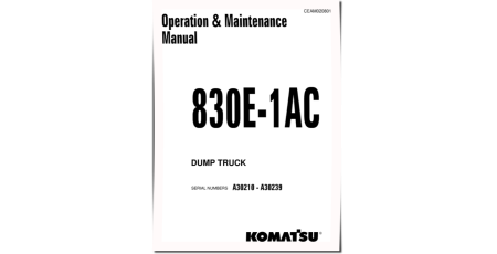 830E-1-AC (SN: A30210-30239) Electric Dump Trucks (USA) Operate and Maintenance manual (CEAM020801)