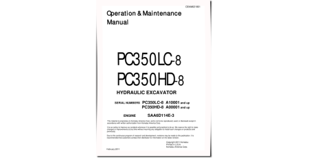 PC350HD-8 (SN from A00001), PC350LC-8 (SN from A10001) Crawler Excavators (USA) Operate and Maintenance manual (CEAM021801)