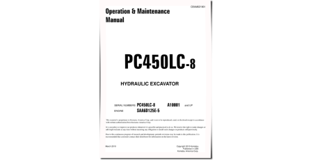 PC450LC-8 (SN from A10001) Crawler Excavators (USA) Operate and Maintenance manual (CEAM021901)