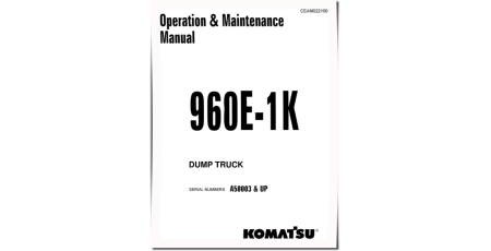 960E-1-K (SN from A50003) Electric Dump Trucks (USA) Operate and Maintenance manual (CEAM022100)